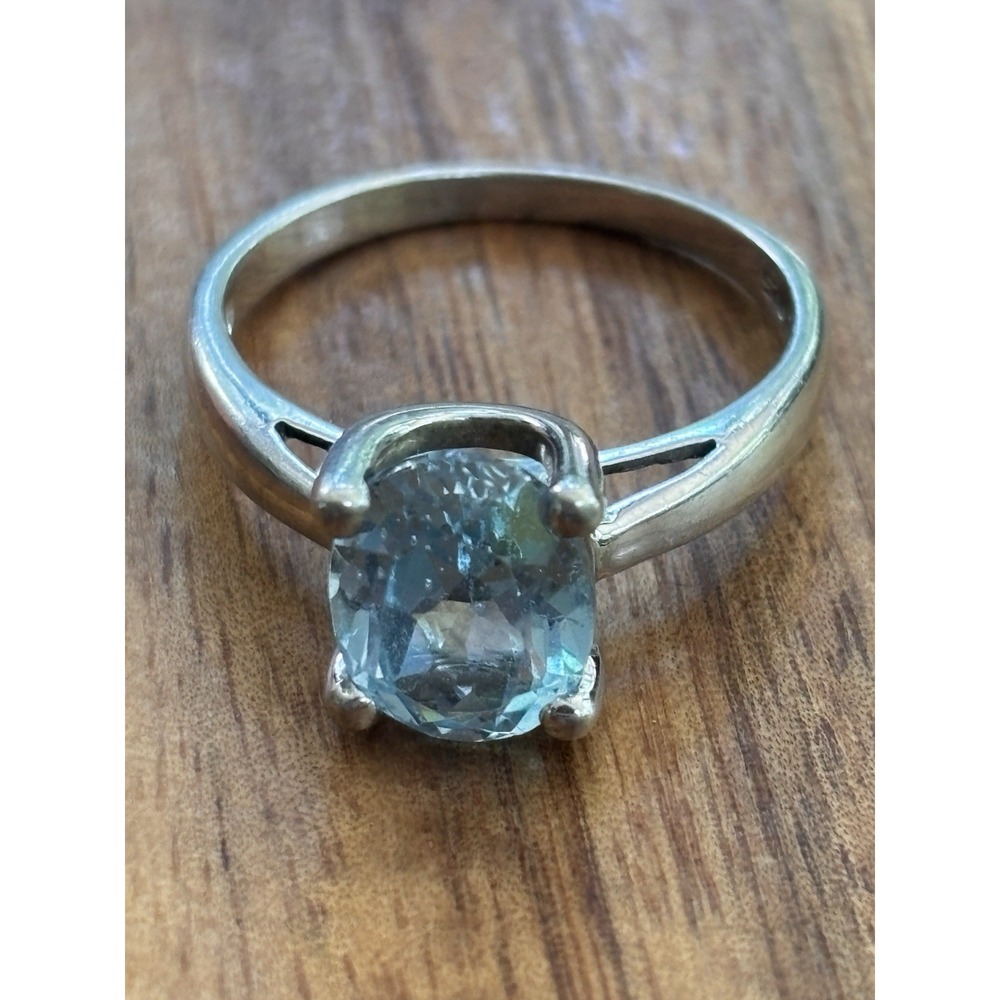 Natural Swiss Blue Topaz Gemstone Solitaire Ring 925 Sterling Silver Ring Size 8